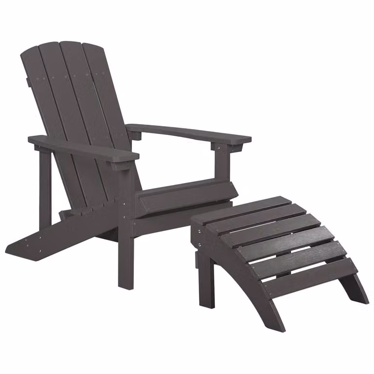 Wyld and Coco Outdoor Lounge Chair with Footstool in Dark Grey
