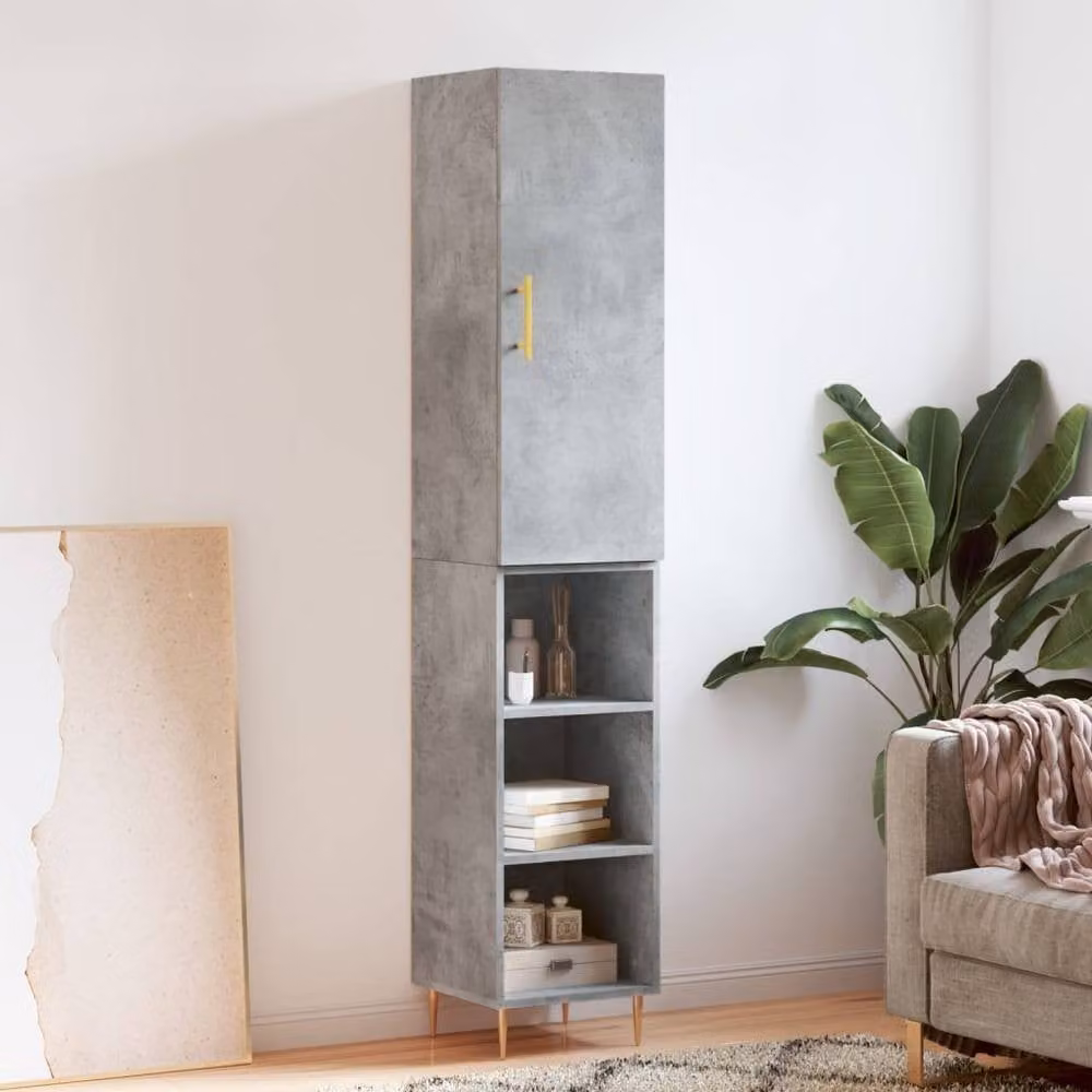 Berkfield Home Highboard in Concrete Grey, H 180 x W 34.5 x D 34 cm – 2