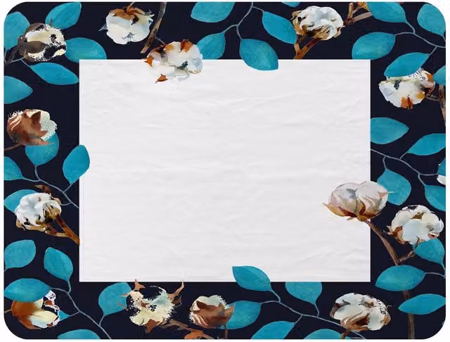Benjamin Tate Design Watercolour Blue Leaf Frame Fleece Blanket in Blue and Sand, W/D/H: 120 x 150 cm – 2