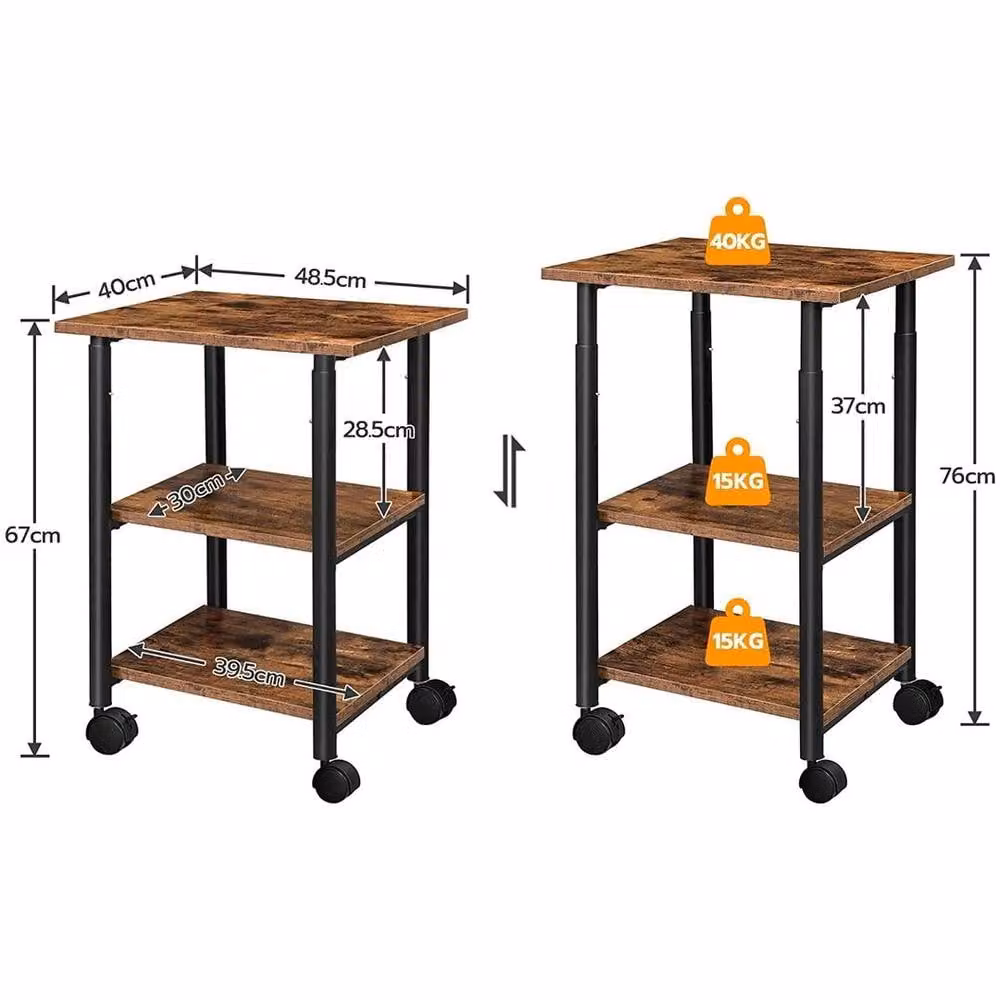 KORVIXA Brown Printer and Record Player Stand, W/D/H: 100 x 100 x 100 cm – 1