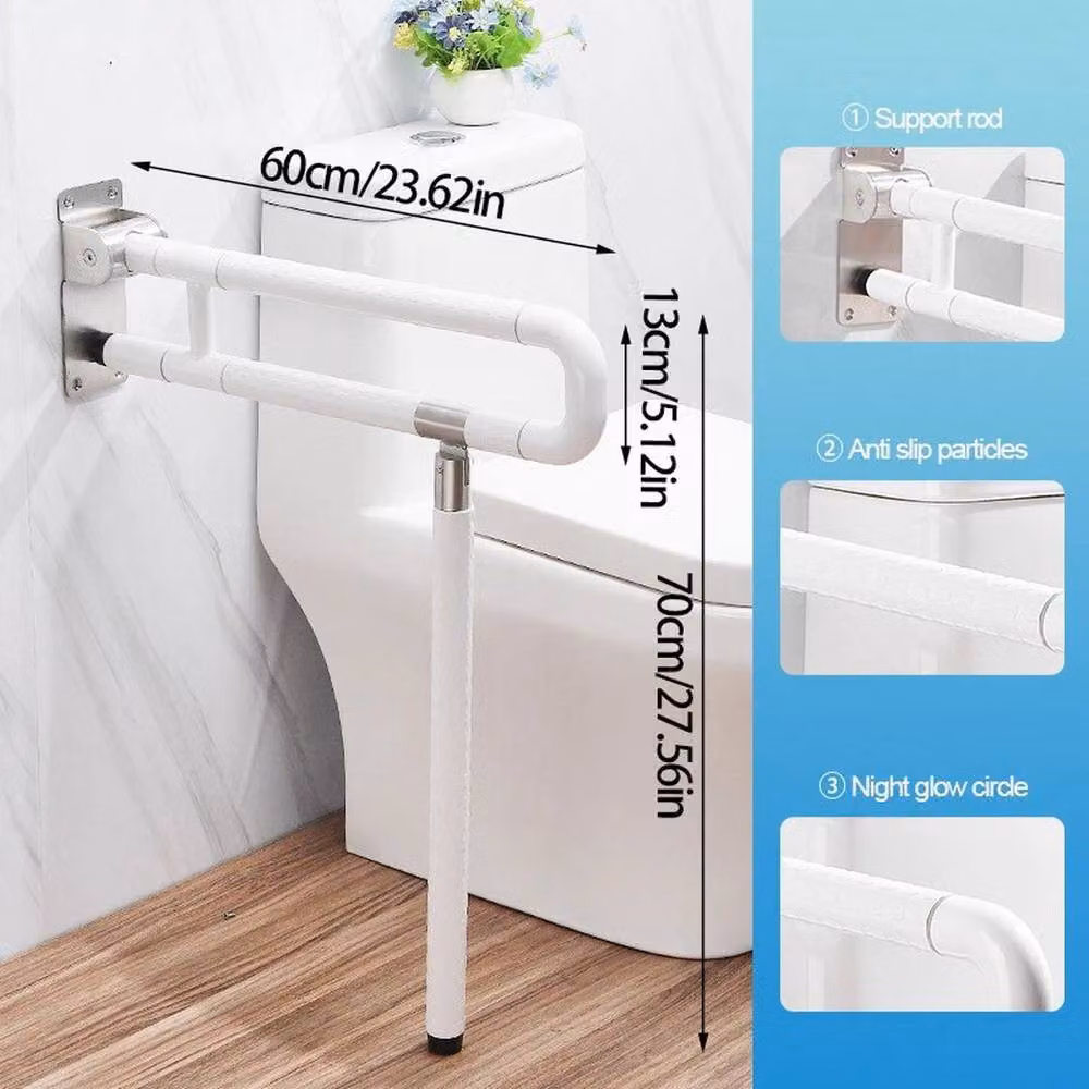 EONLION 2 Pack Foldable White Safety Grab Bar with Non-Slip Grip and Stainless Steel Construction – 2