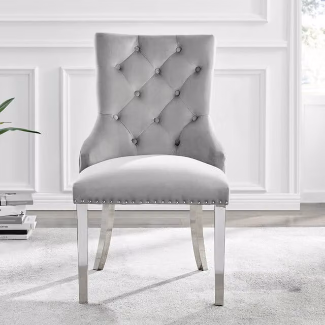 FurnitureboxUK Novara 100cm Silver Glass Dining Table with 4 Grey Belgravia Chairs