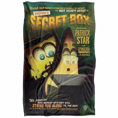 LOGOVISION Spongebob Secret Box Super Soft Silky Fleece Blanket, Multicolour, W/D/H: 91.44 x 91.44 x 147.32 cm – 1