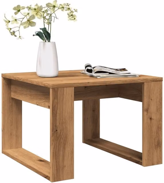 Berkfield Home Artisan Oak Side Table in Brown, W/D/H: 50 x 50 x 35 cm