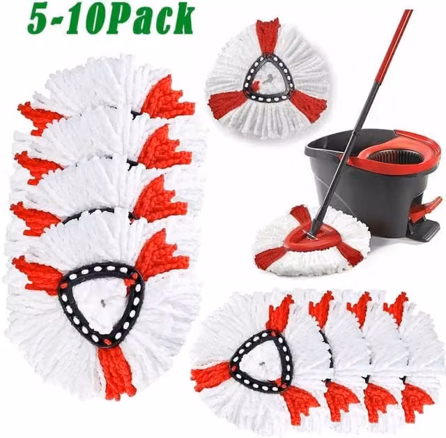 SPETLEK Replacement Mop Heads for Vileda Turbo Easy Wring Mop, 5 Pieces, Multicolour and White – 1
