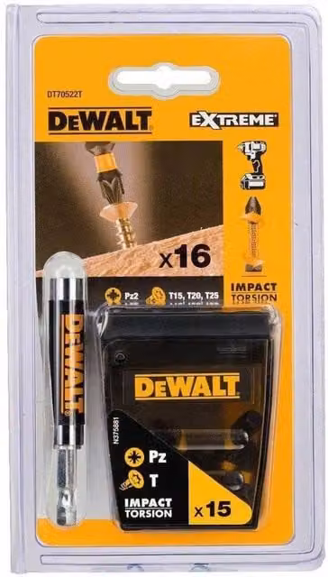 DeWalt Extreme Flextorq Screwdriver Bit, Black, 16 Pack – 1