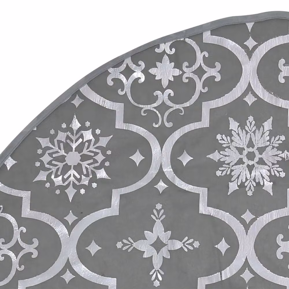 Berkfield Home Luxury Christmas Tree Skirt with Sock in Grey, Diameter: 90 cm – 4