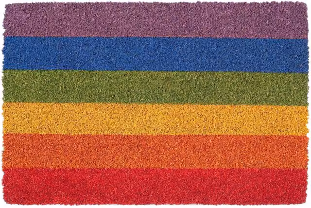 Nicola Spring Multicolour Graphic Coir and PVC Non-Slip Rectangular Door Mat