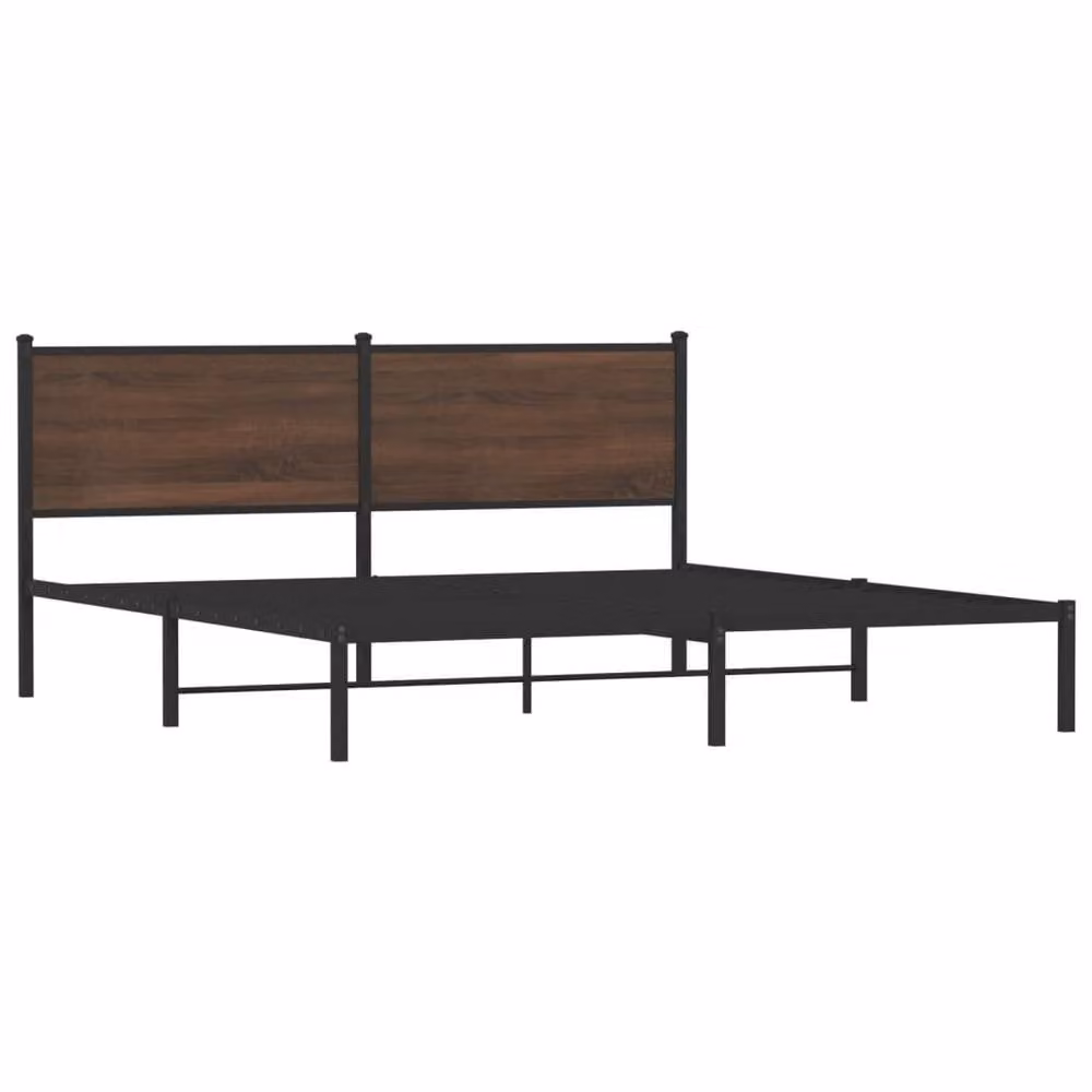 Berkfield Home Metal Bed Frame in Brown Oak, W/D/H: 160 x 200 cm – 3