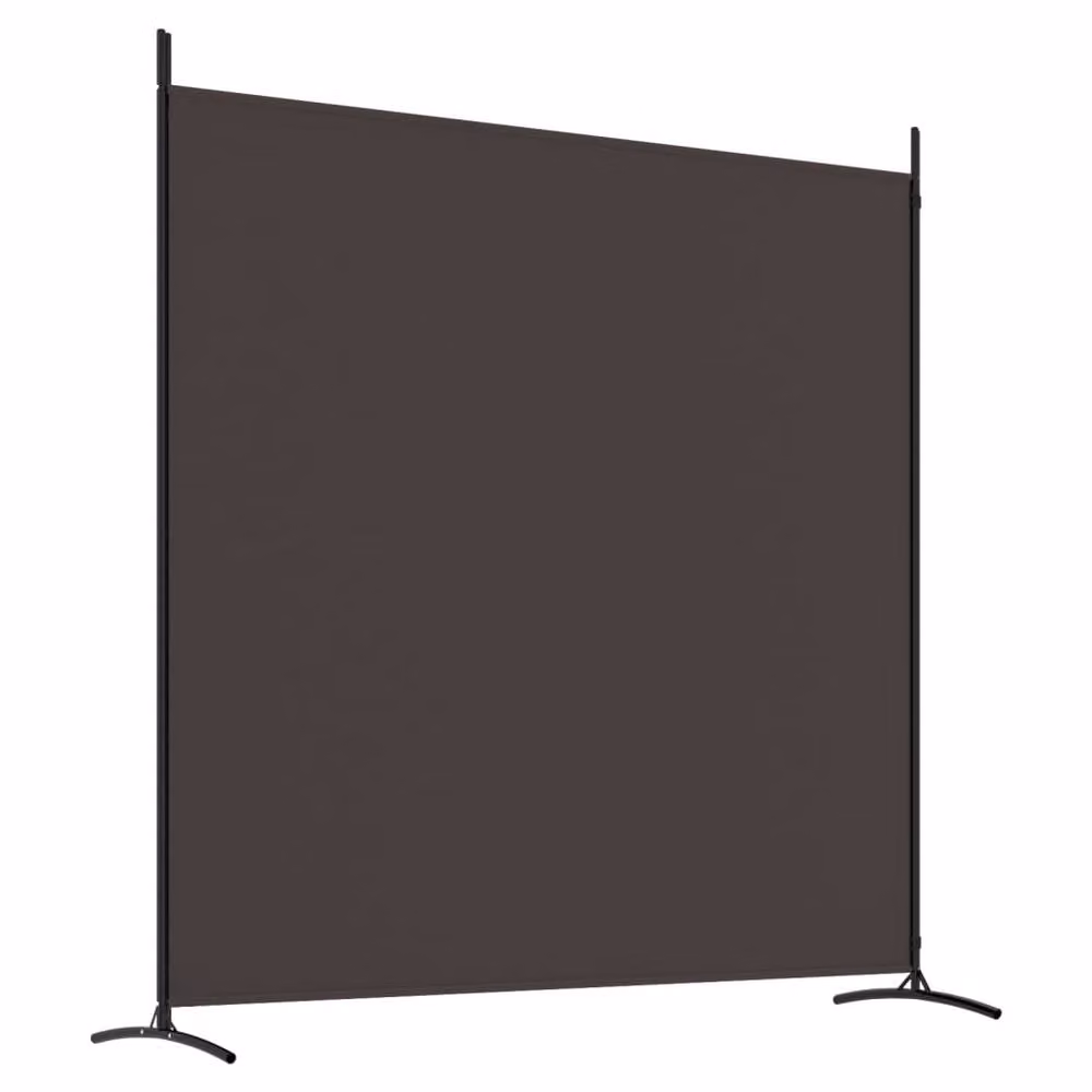 Berkfield Home 2-Panel Fabric and Metal Room Divider in Brown, W: 348 cm, H: 180 cm – 4