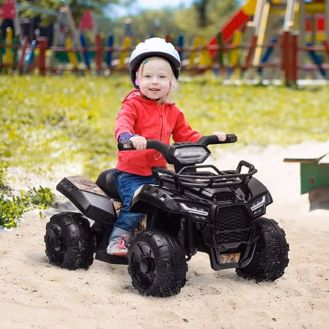 HOMCOM Kids 6V Electric Ride on ATV Four Wheeler with Working Headlights, Black