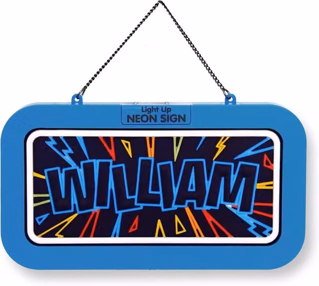 History & Heraldry William Pre-personalised Blue LED Light-Up Neon Bedroom Sign