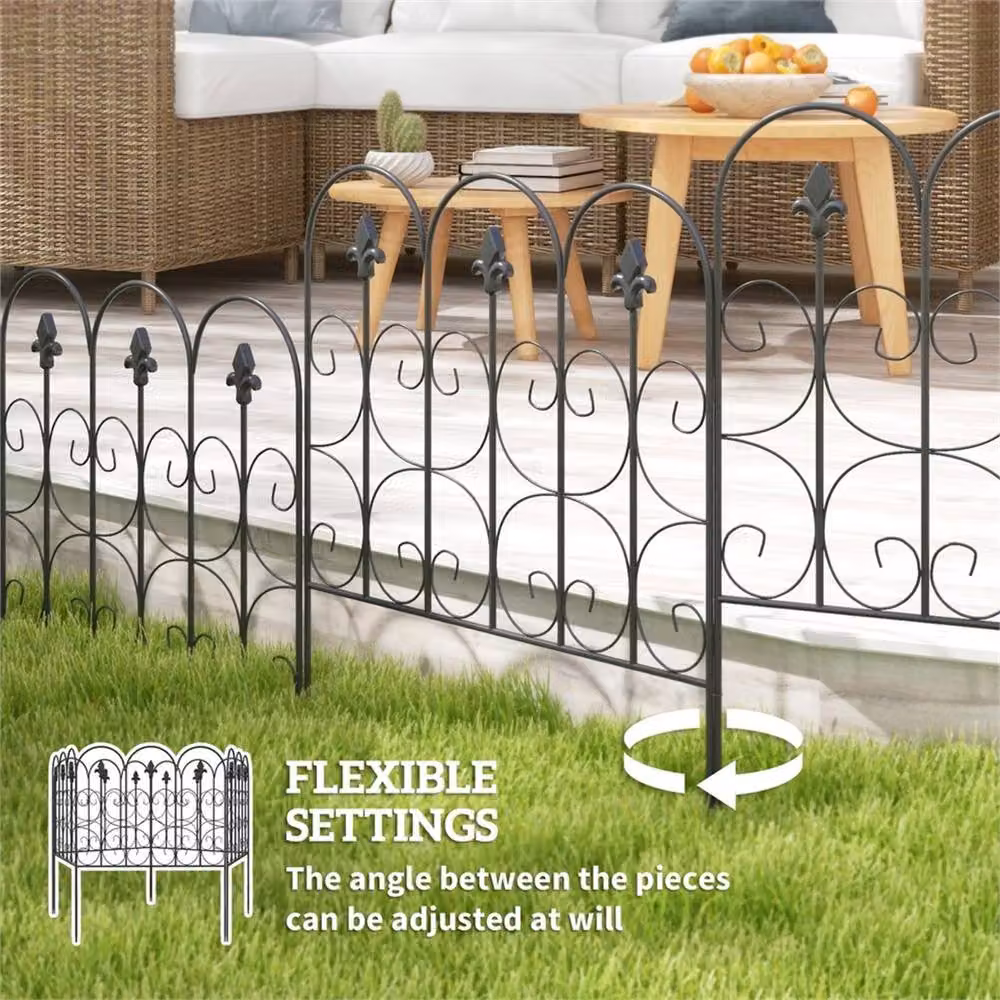 SPETLEK 5 Pieces Metal Decorative Garden Fencing Landscape Border Stakes in Black, H 100 cm x W 15 cm – 4