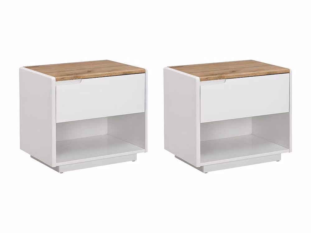 Vente-unique Set of 2 MDF Bedside Tables in Light Oak and White, W/D/H: 40 x 20 x 55 cm – 2