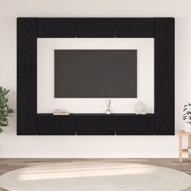 Berkfield Home Rustic Black Oak TV Cabinet with Shelf, W/D/H: 30.5 x 30 x 90 cm – 1