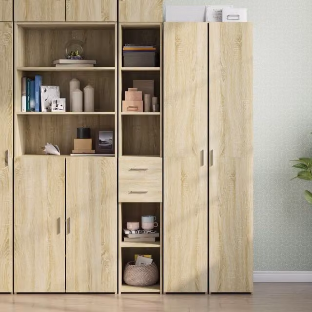 Berkfield Home Sonoma Oak Highboard in Brown, W/D/H: 30 x 42.5 x 185 cm
