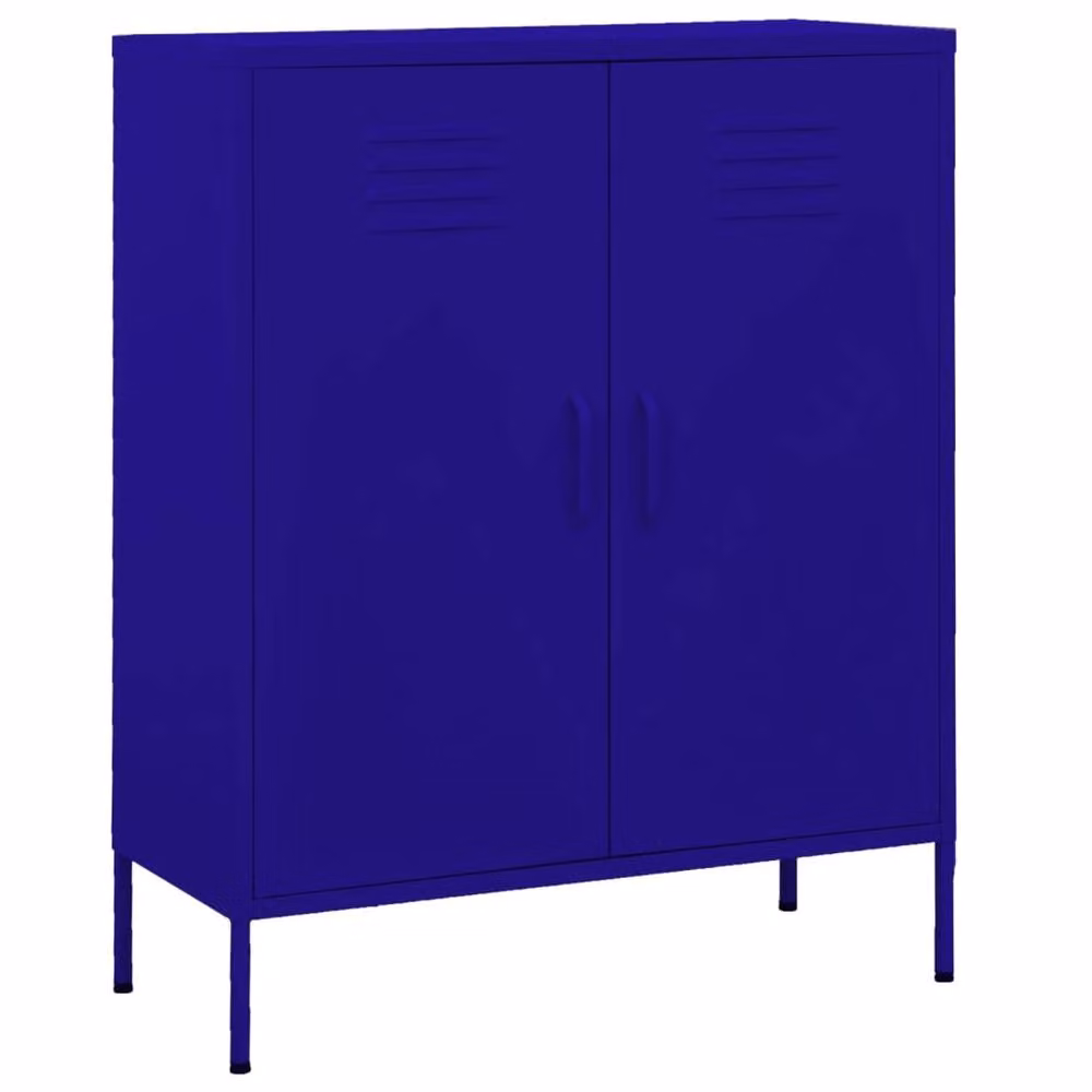 Berkfield Home Freestanding Metal Storage Cabinet in Matt Navy Blue, W/D/H: 35 x 35 x 101.5 cm – 2