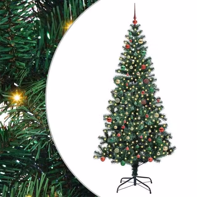 Berkfield Home Pre-lit Artificial Christmas Tree in Green, Height: 210 cm – 1
