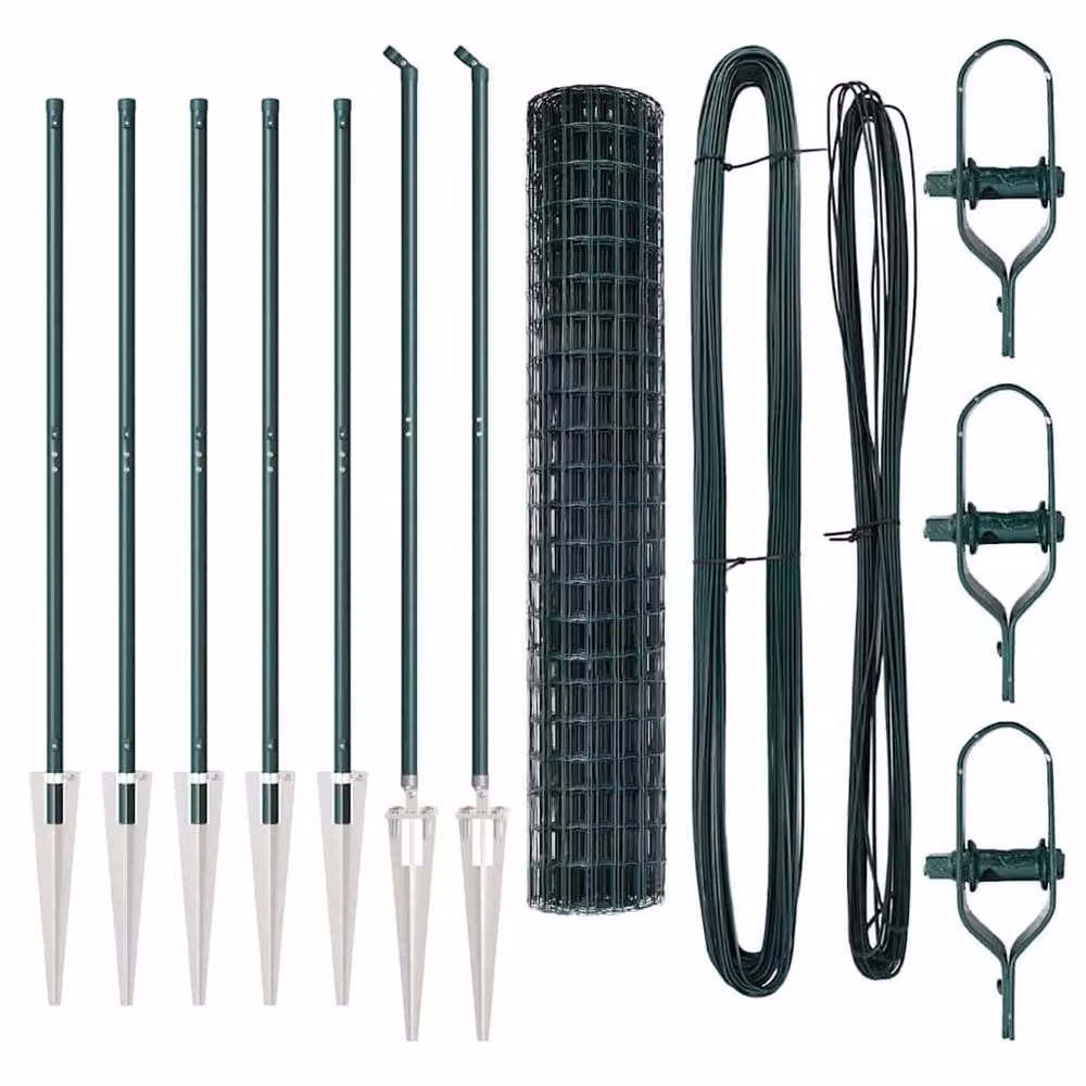 Berkfield Home Green Euro Fence with 7 Spike Posts, Galvanised Steel, W: 10 m, H: 1.6 m – 4