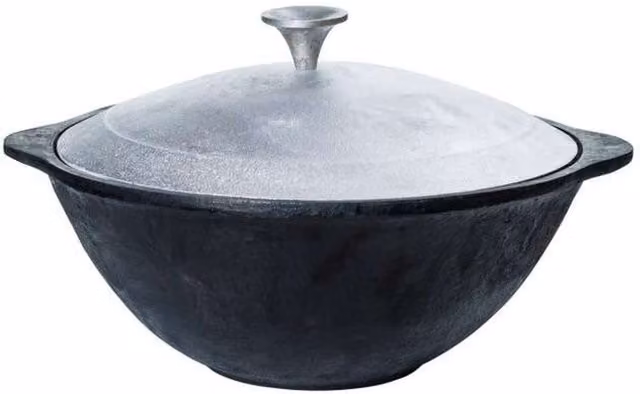 KAMADO BONO Black Uncoated Cast Iron and Aluminium Casserole Cooking Pot