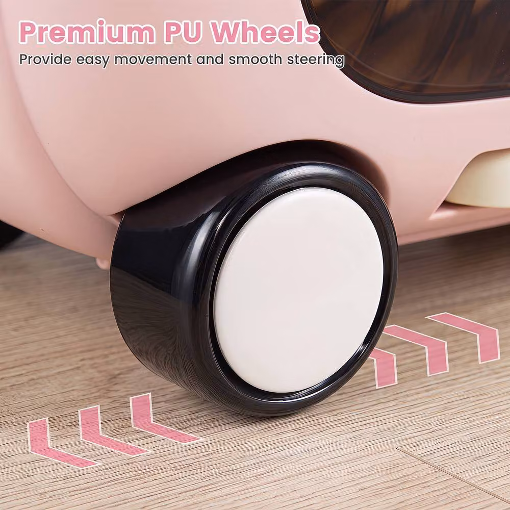 Costway Ride-on Luggage Suitcase with Retractable Pedal in Pink – 4
