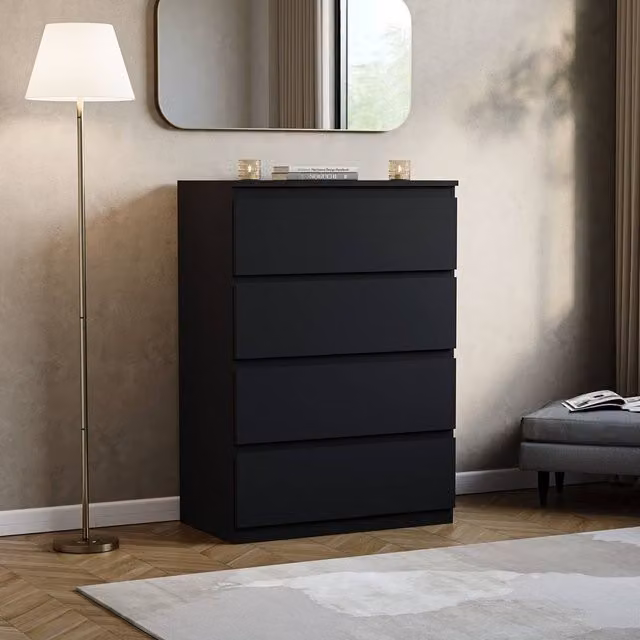 HD Designs Denver 4 Drawer Chest of Drawers in Black – 1
