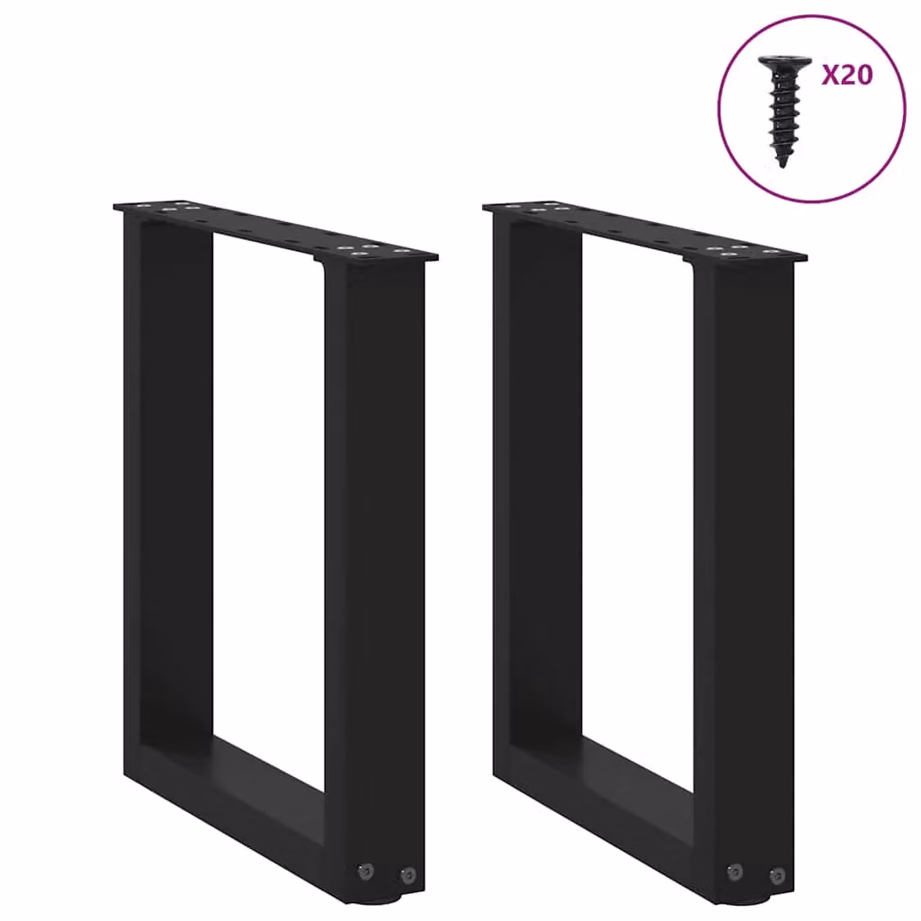 Berkfield Home U-Shaped Steel Coffee Table Legs, 2 Pieces, Black, W: 38 cm, H: 42-43 cm – 2