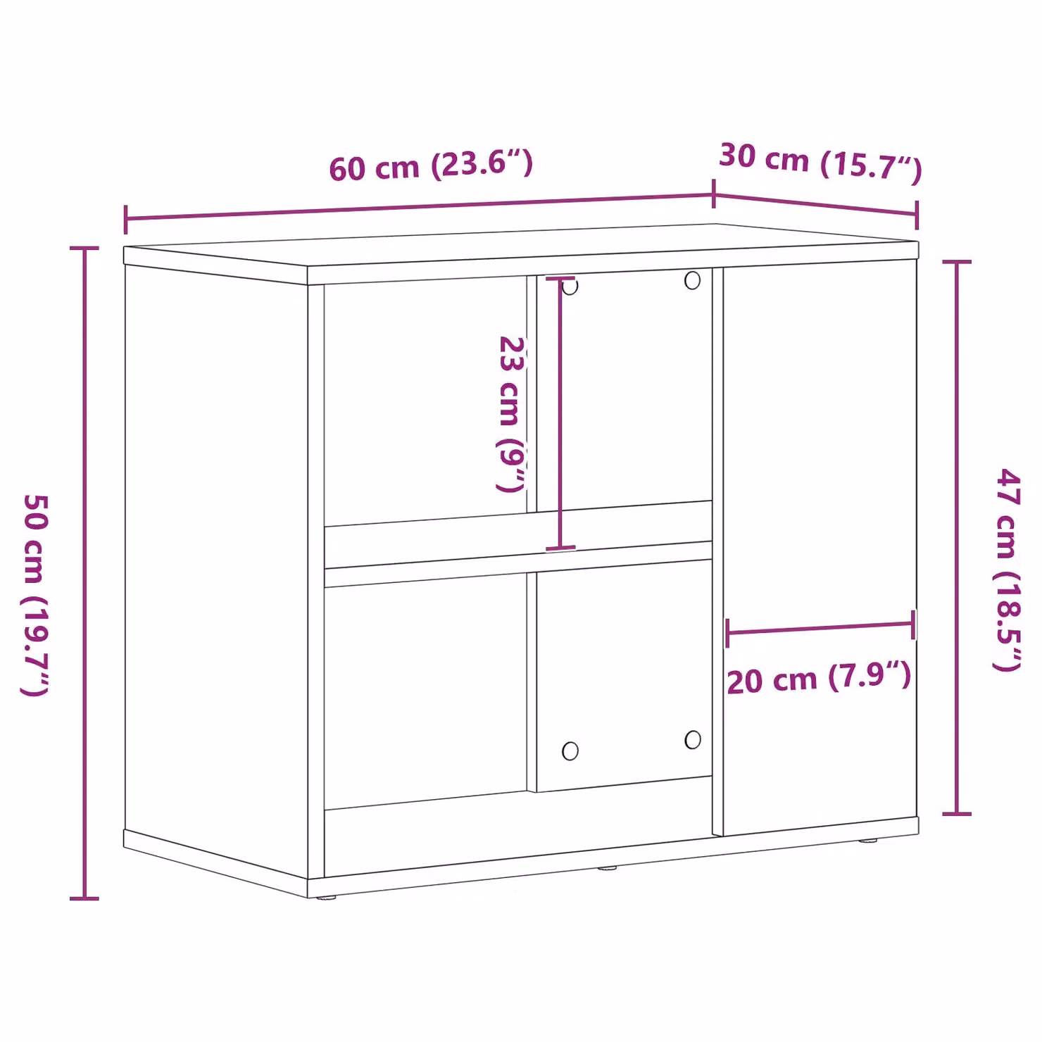 Berkfield Home Black Modern Sideboard in Matt MDF, W/D/H: 60 x 30 x 50 cm – 8