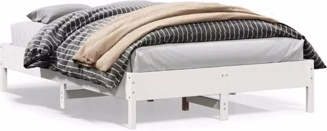 Berkfield Home White Solid Pine Wood Bed Frame W/D/H: 160 x 200 cm – 1