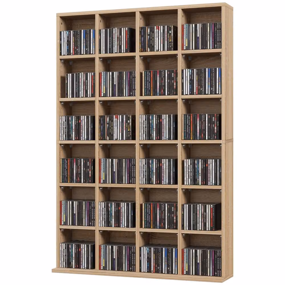 Rolipo Brown CD Media Storage Unit with Adjustable Shelves W: 89 cm, H: 130.5 cm – 2
