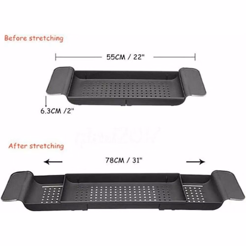 EONLION Grey Adjustable Plastic Bathroom Shelf Storage Bath Bridge Organiser Tray – 2