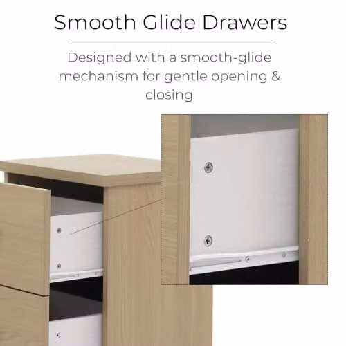 Core Products Freya 2-Drawer Bedside Cabinet, Modern Scandinavian Nightstand with Metal Hardware, W/D/H: 40.8 x 33.5 x 53.6 cm – 2