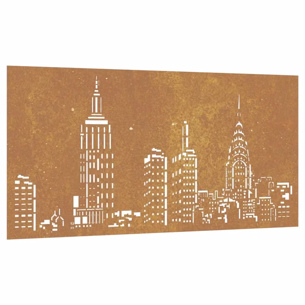 Berkfield Home Garden Brown Corten Steel Skyline Wall Decoration, W: 105 cm, H: 55 cm – 2