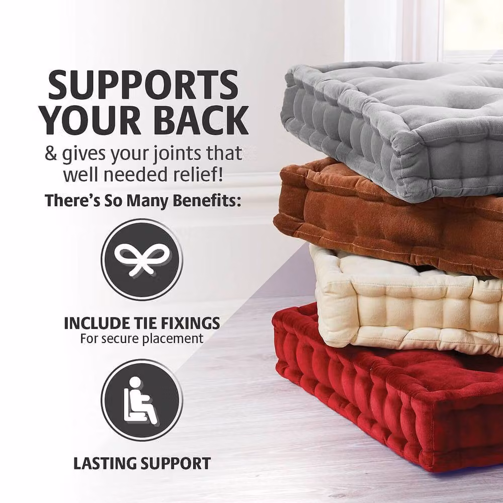 Coopers of Stortford Reversible Velvet Booster Cushion for Adults, Grey, W/D/H: 39 x 39 x 7.5 cm – 2