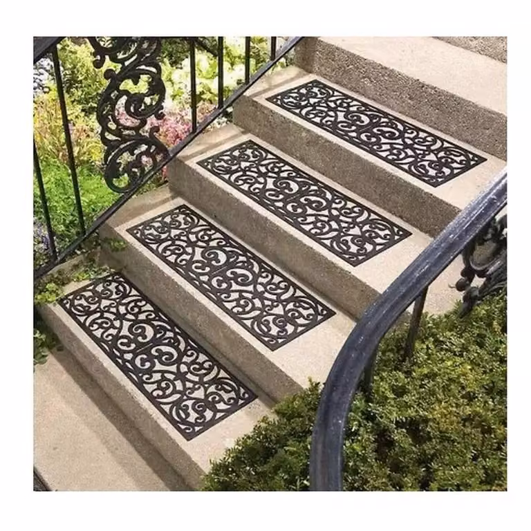SPETLEK Anti Slip Rubber Stair Step Treads Mat in Black, W/D/H: 1000 x 52 x 5.2 cm