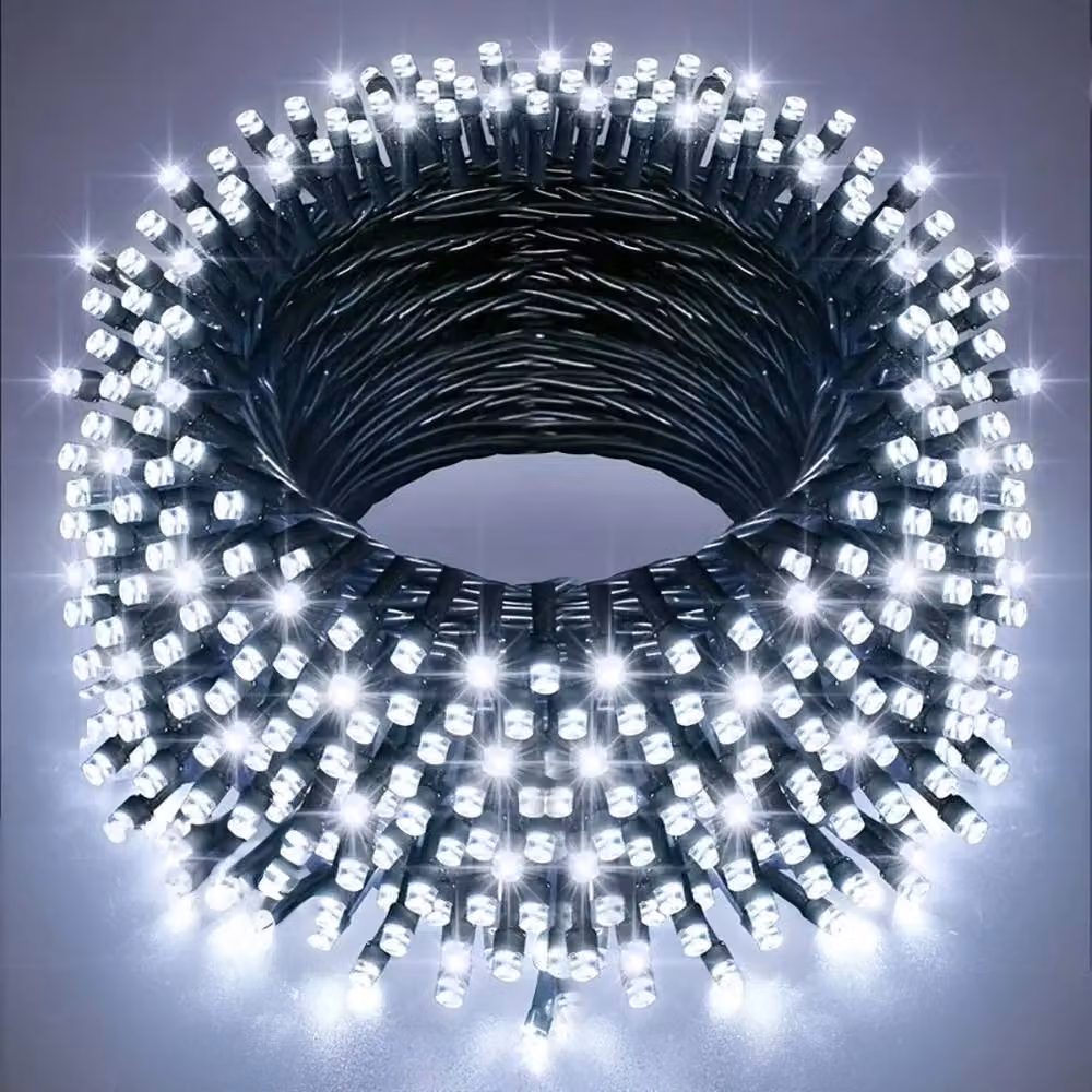 Living and Home Solar LED String Lights in Black with Multicolour Warm White Lights and Dusk Sensor – 7