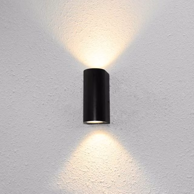 Netlighting Genta Round Outdoor Up and Down Wall Lamp in Black with 2xGU10 IP54 Rating