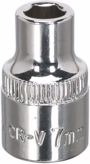 Loops 7mm Forged Steel Drive Socket with 3/8 inch Square Drive in Silver Chrome Vanadium