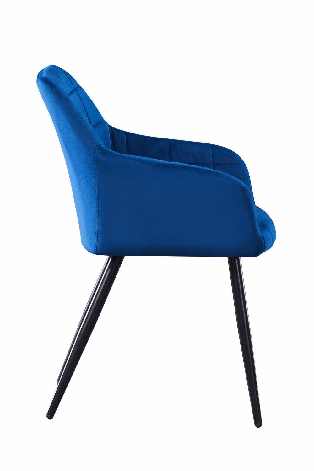 Life Interiors Set of 6 Camden Modern Blue Velvet Dining Chairs with Armrests and Black Metal Legs – 4