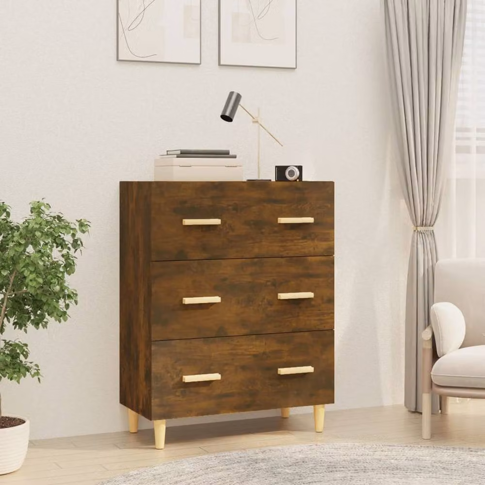 Berkfield Home Smoked Oak Sideboard in Brown, W/D/H: 70 x 34 x 90 cm – 1