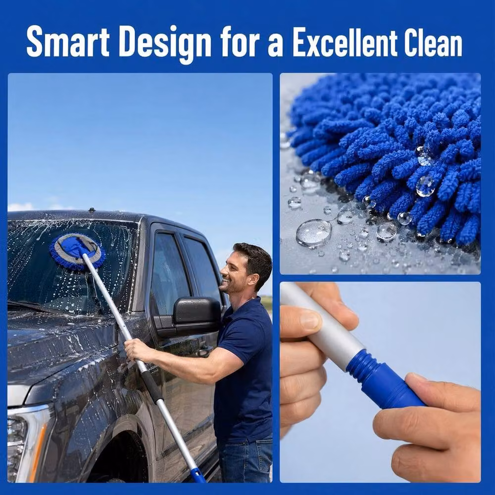 SPETLEK Blue Wash Brush with 160cm Aluminium Handle and Microfibre Head – 5