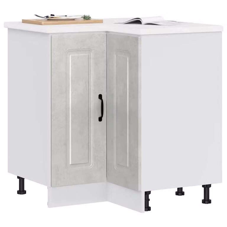 Berkfield Home Kalmar Kitchen Corner Base Cabinet in Concrete Grey Engineered Wood W/D/H: 75.5 x 81.5 x 20.0 cm