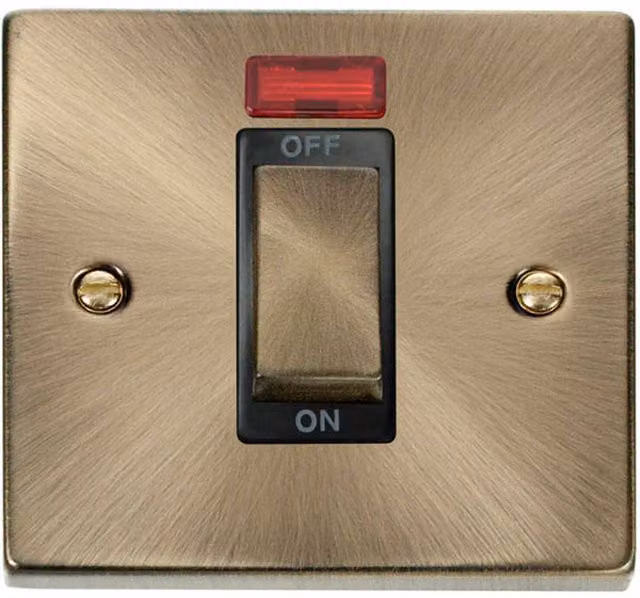 SE HOME Antique Brass 1 Gang Ingot Size 45A Surface Switch with Neon
