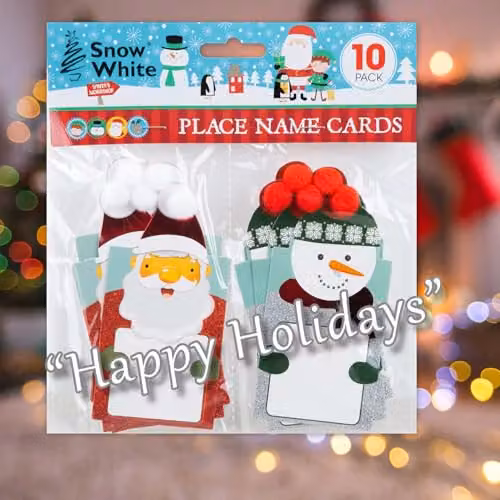 VFM e-Store Christmas Place Name Cards and Table Markers, Multicolour, Pack of 10, W: 20 cm, H: 17.9 cm, D: 1 cm – 5