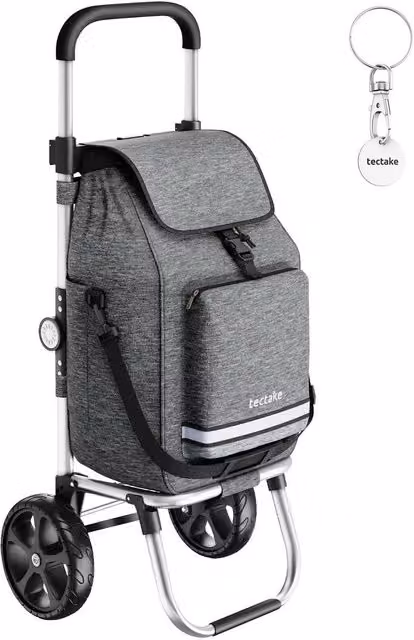 tectake 3-in-1 Foldable Shopping Trolley with Cooler Bag in Grey – 1