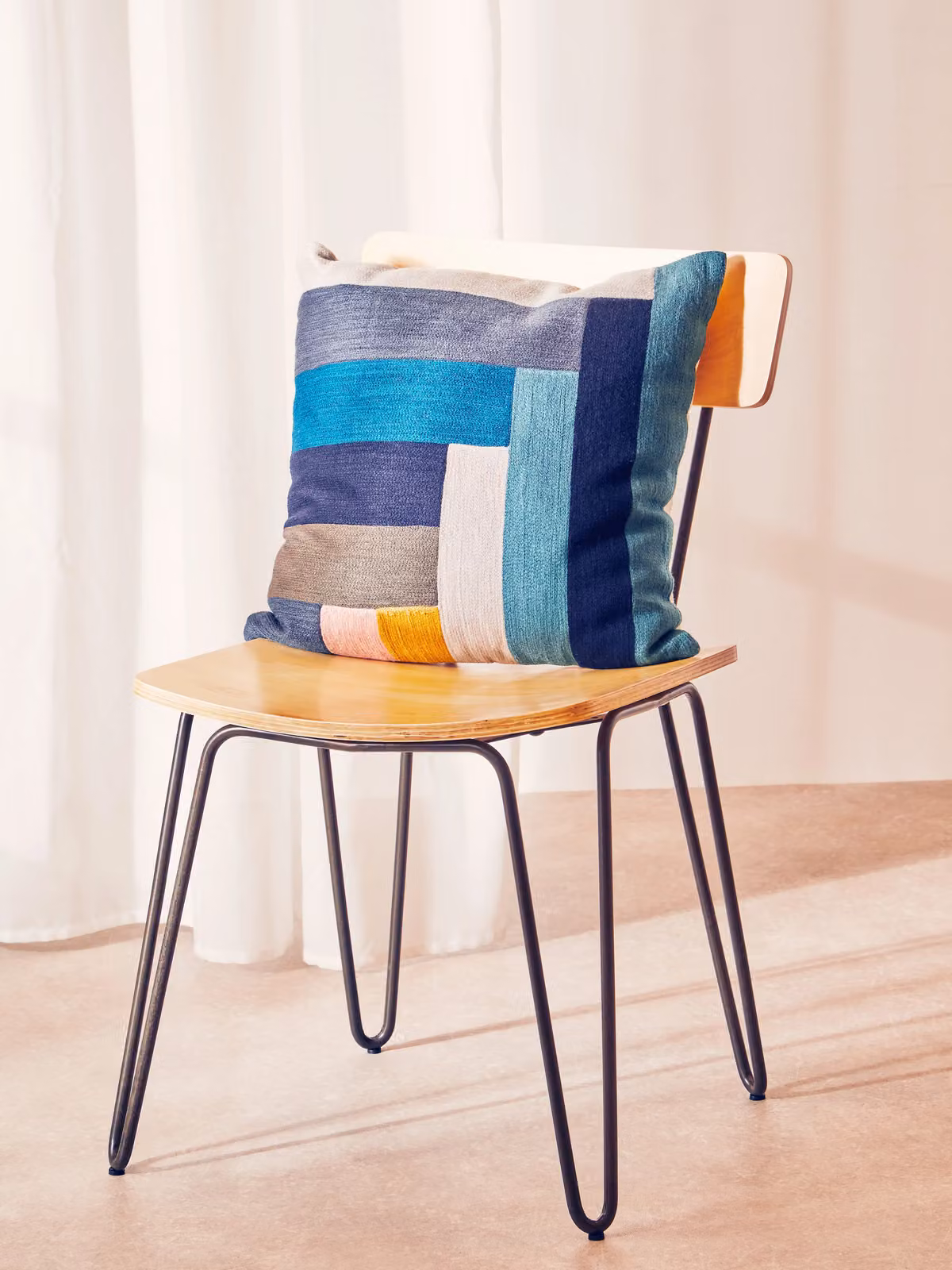 Orsina Blue Striped Square Cotton Cushion – 2