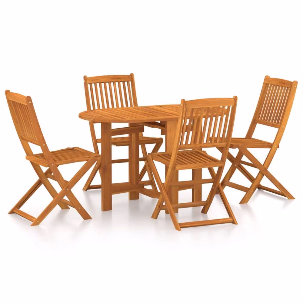 Berkfield Home 5 Piece Rustic Garden Dining Set in Brown Oiled Solid Acacia Wood – 2