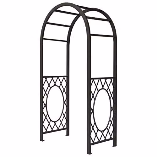 Rowlinsons Wrenbury Round Top Garden Arch in Black, W: 110 cm, D: 61 cm, H: 220 cm – 3