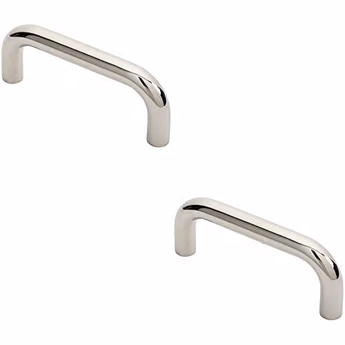 Loops 2 Pack Round D Bar Pull Handles in Polished Bright Stainless Steel, 169 x 19 mm, 150 mm Fixing Centres