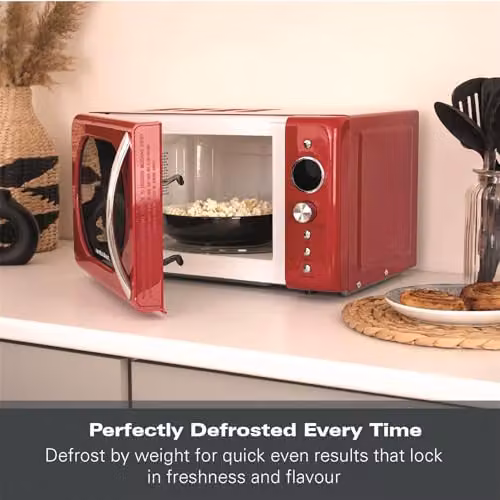 Hamilton Beach 20L Retro Red Solo Microwave with LED Display and Child Lock – 4